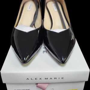 Alex Marie Shiny Black Pointed Kitten Heels